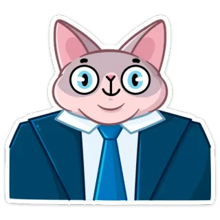 😳 cat, suit, tie, business, animal, cartoon, office telegram sticker