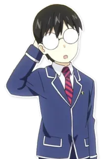 😅 Anime, Schuluniform, Brille, Junge, Cartoon telegram sticker