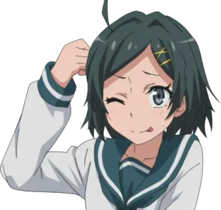😜 Anime, Garota, Uniforme escolar, Piscadela, Fofa telegram sticker