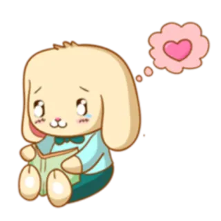 📖 coelho, coelho, kawaii, fofo, coração, amor, lendo, livro, desenho animado telegram sticker