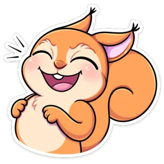 😀 esquilo, animal, desenho animado, feliz, rindo, fofo, laranja telegram sticker