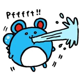 😟 Pfffft!! kreskówka, niebieski, zwierzę, woda, wyrażenie, onomatopeja telegram sticker
