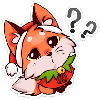 🤔 renard, animal, dessin animé, mignon, noël, question telegram sticker