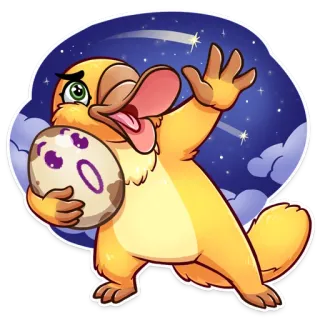 🌠 platypus, animal, cartoon, egg, cute, stars telegram sticker