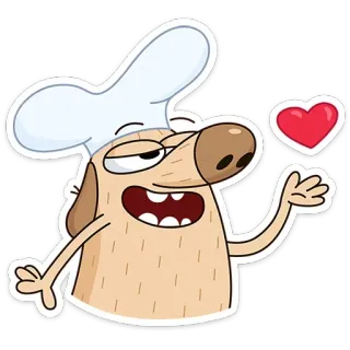 😘 pies, szef kuchni, kreskówka, serce, miłość, jedzenie whatsapp sticker