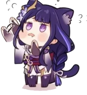 🌟 Raiden Shogun Genshin Impact Anime, Genshin Impact, Raiden Shogun, Telinga kucing, Chibi telegram sticker