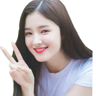 ✌️ donna, segno di pace, sorriso, ritratto, felice, celebrità, K-pop telegram sticker