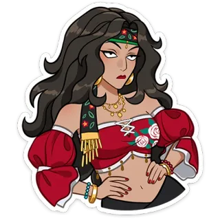 😠 woman, gypsy, character, illustration, cartoon, sticker telegram sticker
