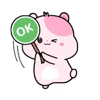 👍 OK hamster, lucu, kawaii, oke, persetujuan, hewan telegram sticker