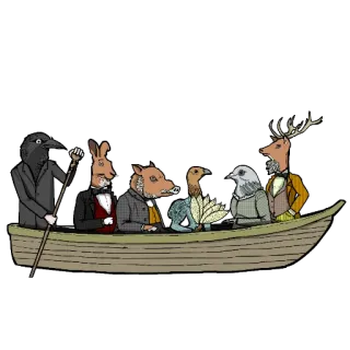 🚢 Tiere, Boot, Anthropomorph, Kleidung, Elegant, Ruderboot, Festliche Kleidung telegram sticker