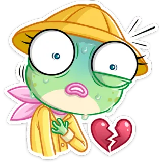 💔 лягушка, грустный, разбитое сердце, мультфильм, стикер, эмоции, расстроенный, слезливый telegram sticker