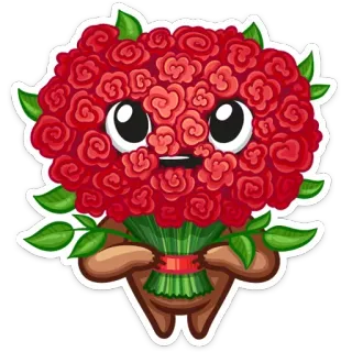 💐 kwiat, bukiet, róża, kreskówka, słodki, postać, prezent, miłość telegram sticker