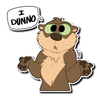 🙄 I DUNNO otter, cartoon, unsure, question, shrug telegram sticker