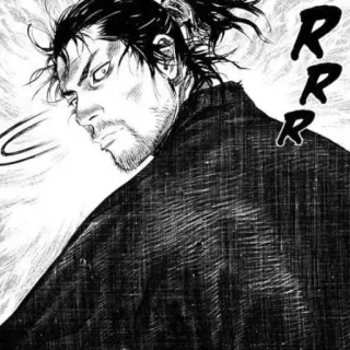 🤍 Miyamoto Musashi Vagabond Samurai, Schwert, Manga, Krieger, Katana telegram sticker
