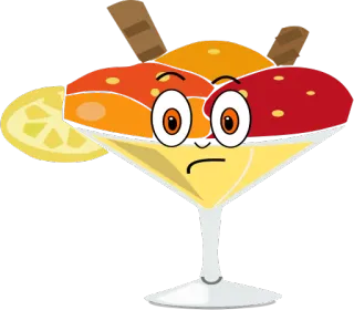 🤔 sorvete, sobremesa, desenho animado, comida, taça de cocktail, doce, limão telegram sticker