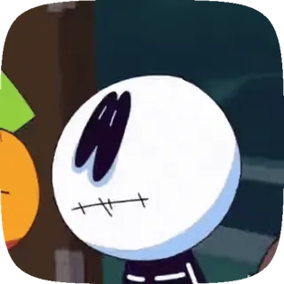 😑 Skid Spooky Month Мультфильм, Жуткий, Хэллоуин, Скелет, Жуткий месяц, Скид, Наклейка telegram sticker