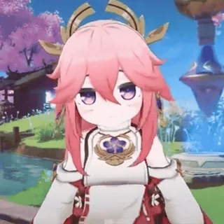 😳 Yae Miko Genshin Impact anime, cartoon, video game, genshin impact, yae miko, cute telegram sticker