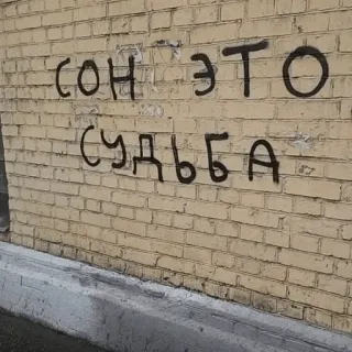 👨‍🎨 СОН ЭТО СУДЬБА pared, graffiti, ruso, texto, sueño, destino telegram sticker