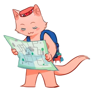 🕵 Katze, Karte, Reisen, Tier, Cartoon, Aufkleber telegram sticker
