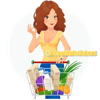 👌 @Beautifulstickers adesivo, mulher, compras, mantimentos, comida telegram sticker