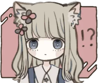❔ !? 动漫, 猫娘, 贴纸, 可爱, 问题, 困惑 whatsapp sticker