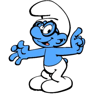 😌 Brainy Smurf The Smurfs สเมิร์ฟ, การ์ตูน, สีน้ำเงิน, แว่นตา, เนิร์ด whatsapp sticker
