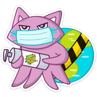 😷 cat, mask, coronavirus, hand sanitizer, covid-19, safety telegram sticker