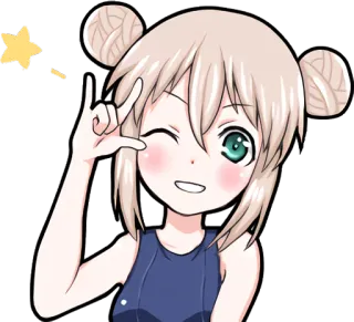🤟 Anime, Fofo, Garota, Piscadela, Estrela telegram sticker