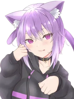 😍 anime, cat girl, cute, purple hair, anime girl telegram sticker