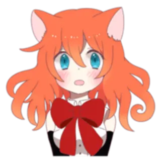 😊 애니메이션, 고양이 소녀, 만화, 귀여운, 만화, 주황색 머리 telegram sticker