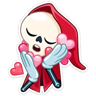 💞 scheletro, morte, san valentino, amore, cuore, cartone animato telegram sticker