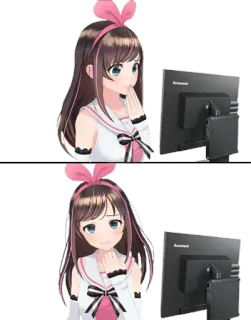 😟 Kizuna AI Anime, Fofo, Kizuna AI, Youtuber Virtual, Computador, Garota whatsapp sticker