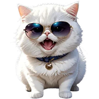 👹 mèo, kính râm, dễ thương, động vật, thú cưng, mèo trắng, kính telegram sticker