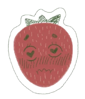🌟 aardbei, fruit, schattig, hartjesogen, cartoon whatsapp sticker