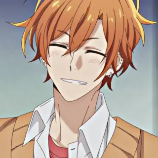 😁 Anime, Manga, Cartoon, orange Haare, glücklich, Lächeln telegram sticker