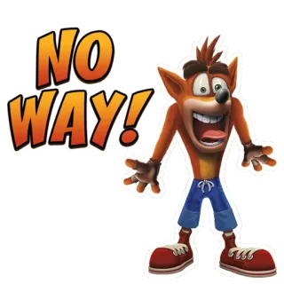 😵 Crash Bandicoot NO WAY! video game, cartoon, funny, exclamation, bandicoot, no way whatsapp sticker
