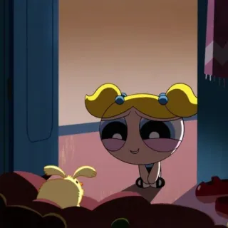 ❄️ Bubbles Powerpuff Girls мультфильм, пузыри, милый, персонаж, желтый, анимация telegram sticker