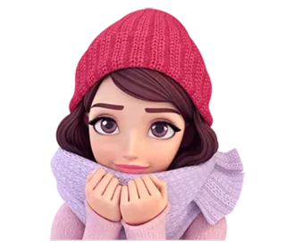 😗 mujer, invierno, chica, sombrero, bufanda, frío telegram sticker