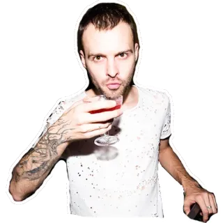 🍷 남자, 칵테일, 음주, 타투, 라이프스타일 telegram sticker