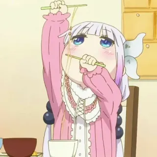 🍡 Kanna Miss Kobayashi's Dragon Maid Anime, Kawaii, Manger, Nouilles, Fille dragon telegram sticker