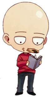 😋 Saitama One-Punch Man Сайтама, Ванпанчмен, Аниме, Манга, Чиби, Чтение, Печенье whatsapp sticker