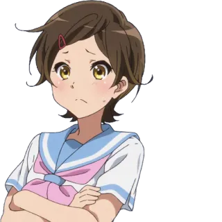 😥 animé, personnage, fille, uniforme scolaire, triste telegram sticker