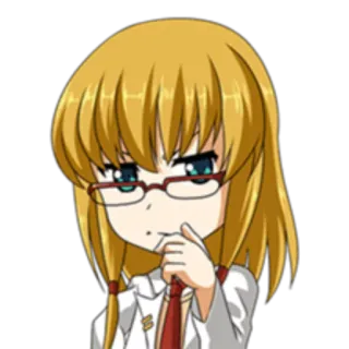 🤔 Anime, Manga, Chibi, Mädchen, Brille, Blond, Intellektuell whatsapp sticker