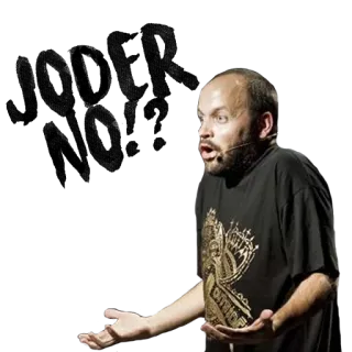 🗣 uomo, comico, microfono, espressione, bocca aperta, camicia nera telegram sticker