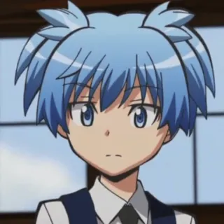 😐 Nagisa Shiota Assassination Classroom anime, manga, boy, blue hair, character, Nagisa, Shiota telegram sticker