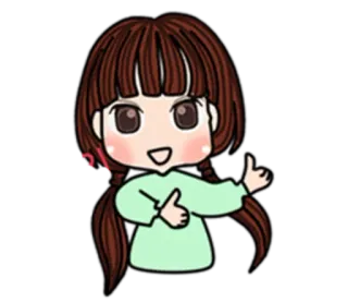 👍 desenho animado, menina, tranças, feliz, fofa, animado telegram sticker