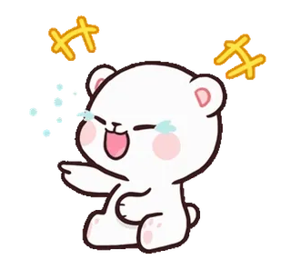 😂 หมี, การ์ตูน, น่ารัก, หัวเราะ, มีความสุข, สีขาว, อีโมจิ telegram sticker