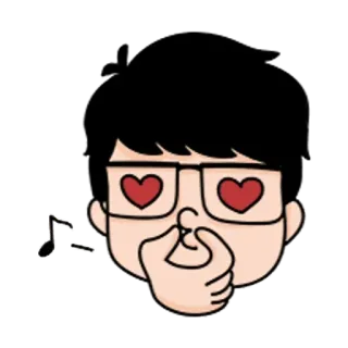 🐼 爱, 心形眼, 表情符号, 卡通, 眼镜, 可爱 telegram sticker