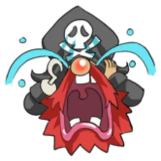 😭 bajak laut, tengkorak, menangis, kartun, karakter, jenggot merah, sedih whatsapp sticker