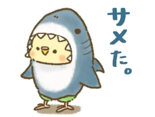 🦜 サメだ。 animal, pássaro, tubarão, fantasia, fofo telegram sticker